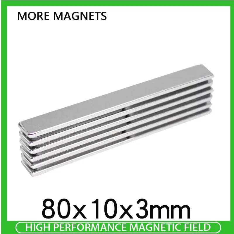 80x10x3mm Strong Quadrate Neodymium Magnet N35 Powerful NdFeB Longer Magnets Block Rare Earth Magnets 80*10*3mm