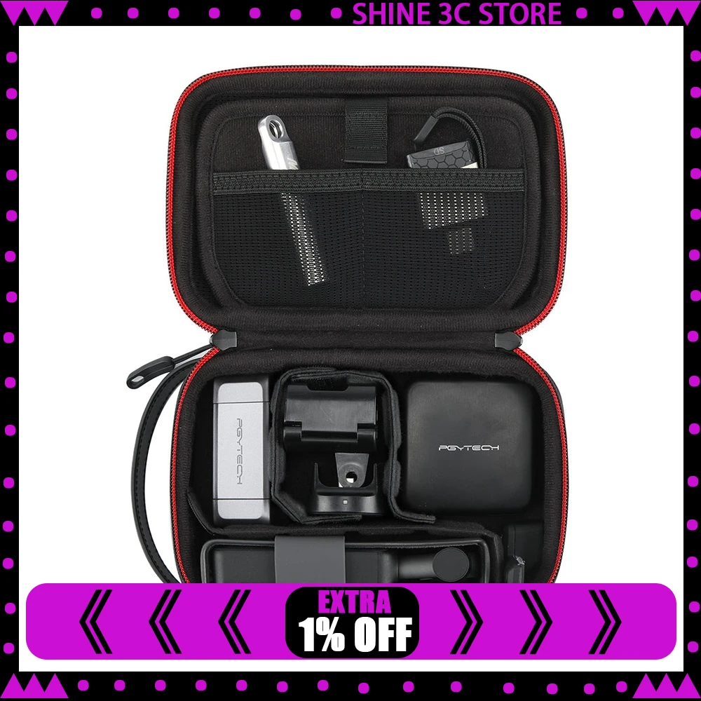 PGYTECH Action Camera Carrying Case Mini Portable Protective Hard Shell Storage Bag with Dividers for Camera Battery Accessories
