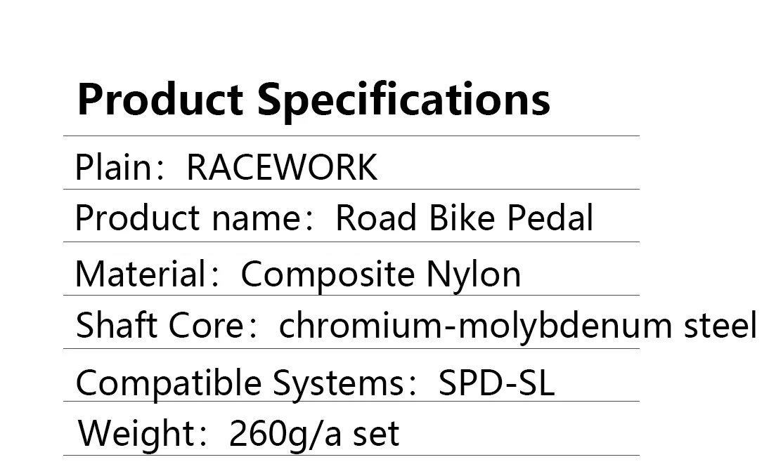 RACEWORK Rennrad-Pedallager, selbstsicherndes Pedal, 260 g, leicht, für SHIMANO SPD SL System, Fahrradteile – Detail 3