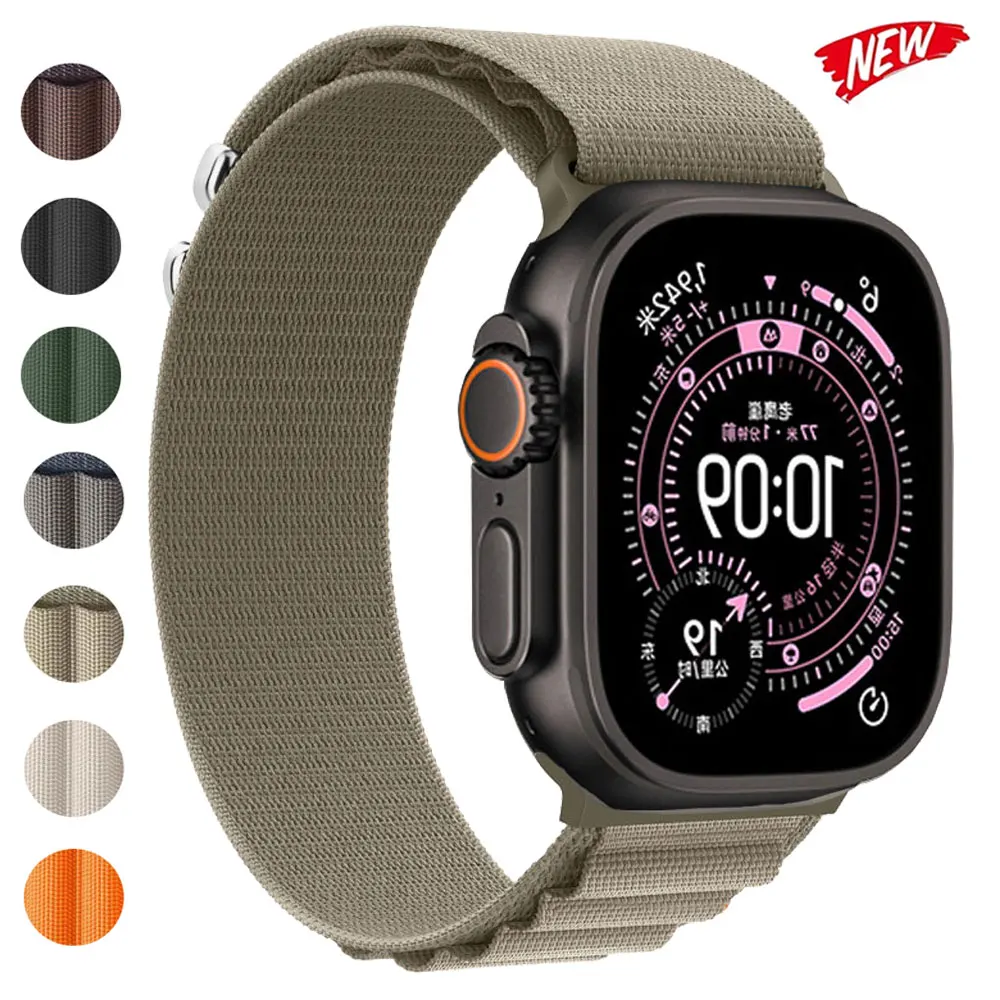 Cinturino per Apple Watch Ultra 49mm 11 10 46mm 42mm cinturino in nylon alpino per Iwatch9 8 7 40 41 44 45mm braccialetto Smartwtach Correa