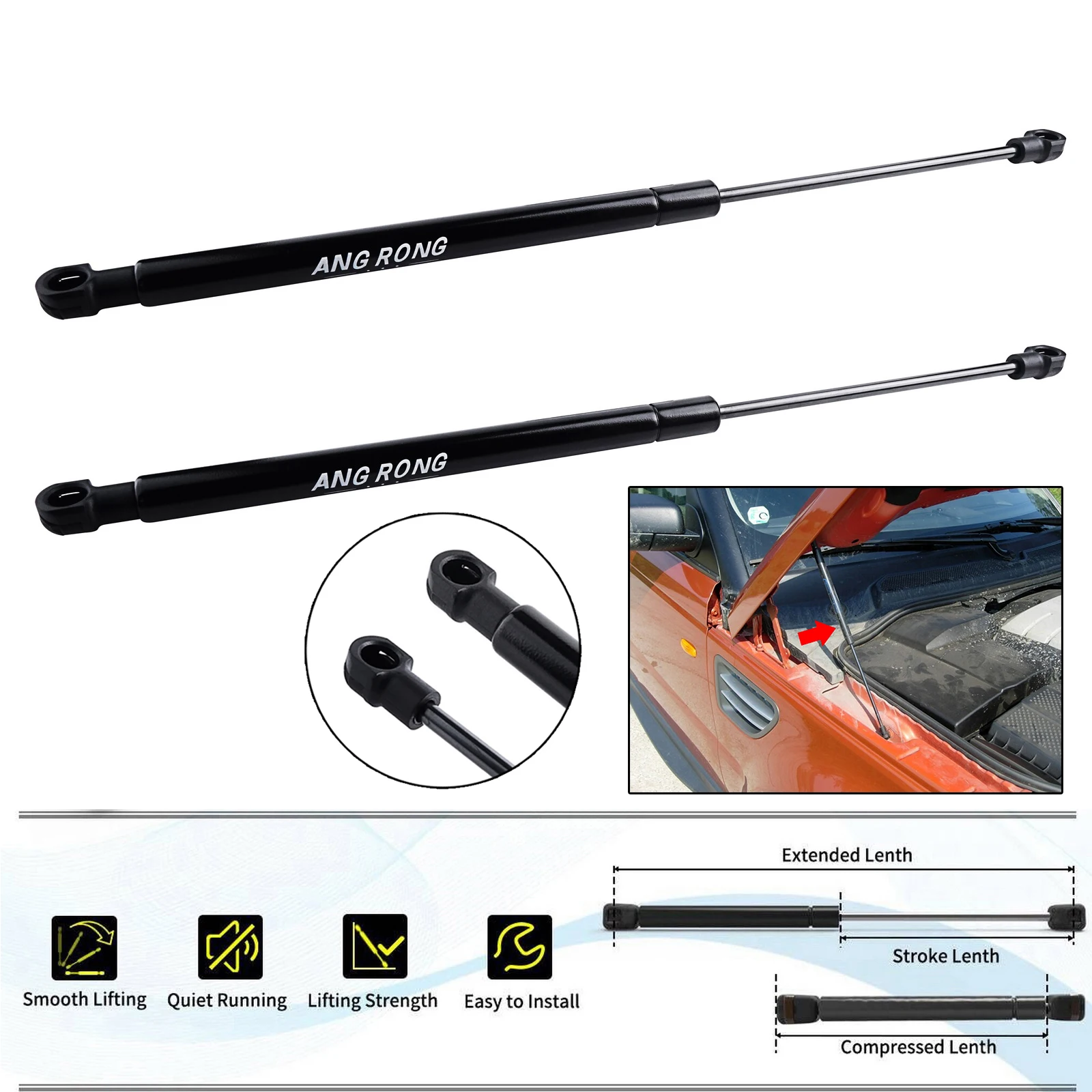 2x Front Bonnet Hood Gas Struts Spring 400mm For Land Rover Discovery 3 4 L319 Range Rover Sport L320 2005-13