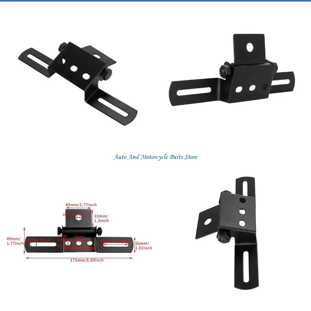 P9FD Universal Motorcycle Tail Light Bracket Foldable Steel License Plate Stand 175mm