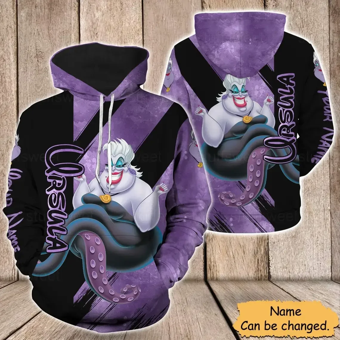 Sudadera con capucha y Leggings de la sirenita Ursula para mujer, conjunto de Yoga de Disney, pantalones de chándal, traje de moda para mujer, 2024