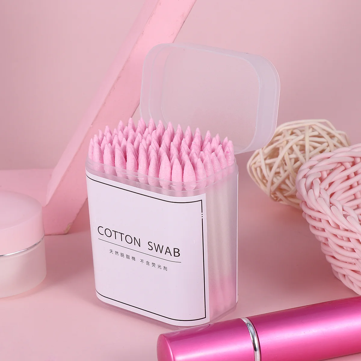 300 Pcs Beauty Accessories Cotton Bud Ear Spoon Swabs Makeup Tool Pink Earbuds Plugs