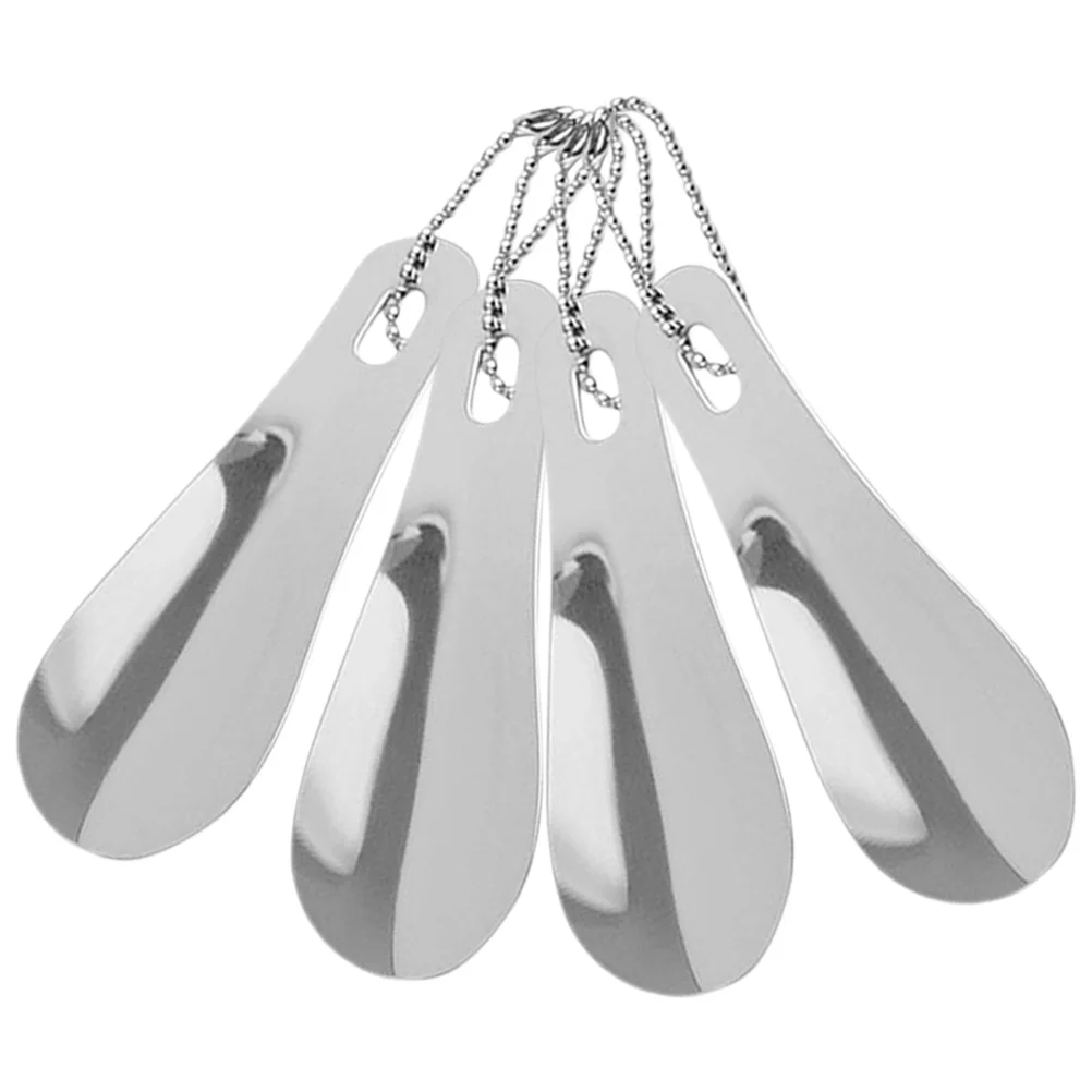 

4pcs Stainless Steel Shoe Horn Compact Travel Shoehorn Keychain Portable Short Handle For Adults Seniors Men Women Boot Shoe
