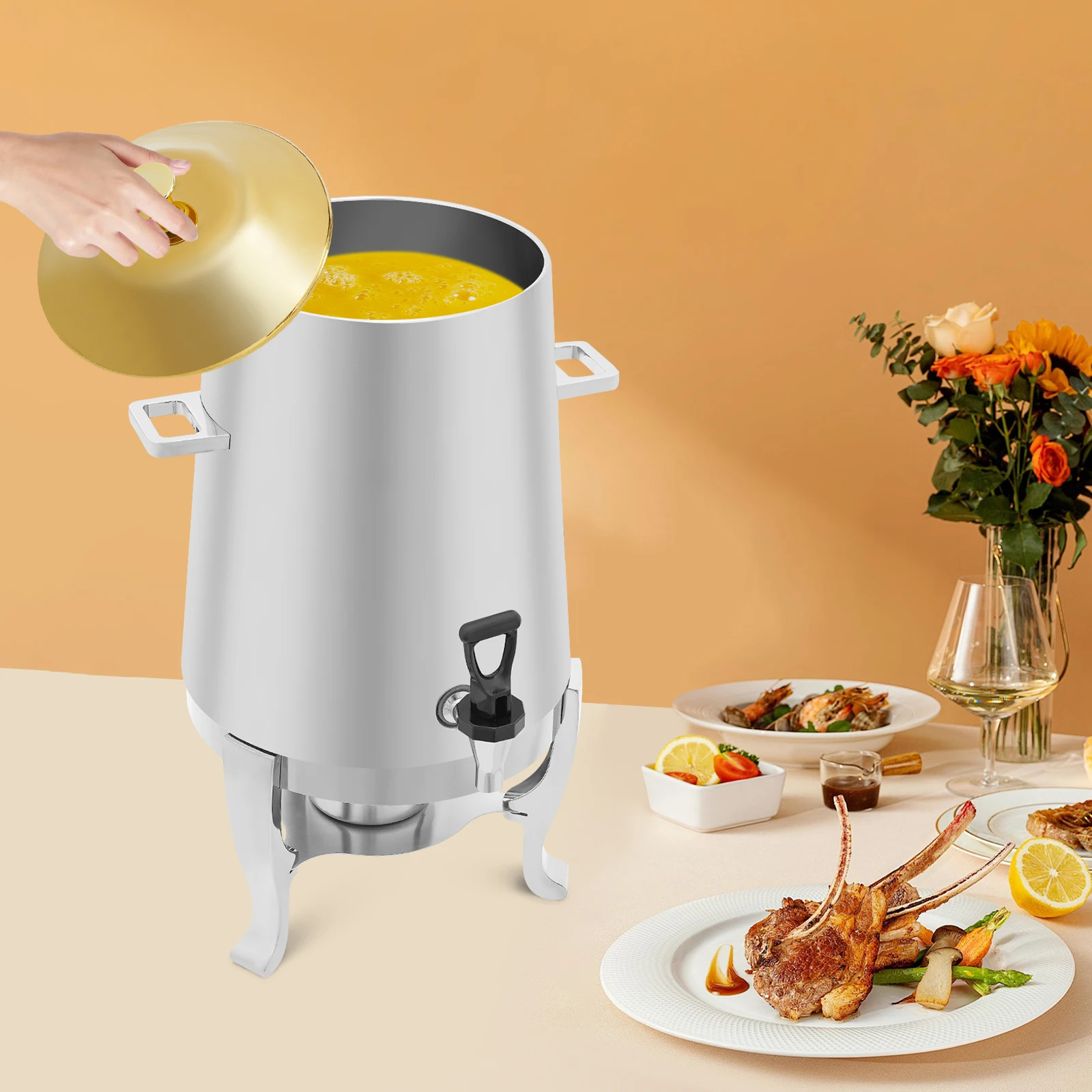 Coffee Tea Urn - Roestvrijstalen drankdispenser, inhoud 3,4 gallon/13 liter,