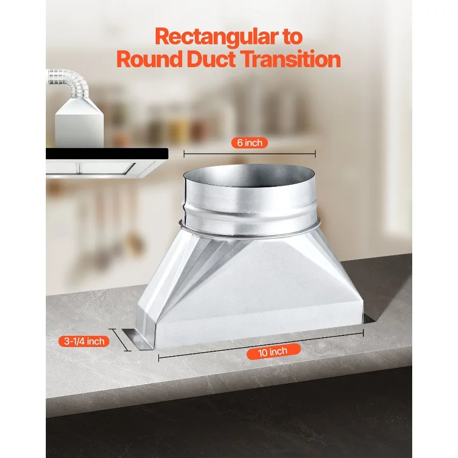 

Duct Boot, 3-1/4 x 10 x 6 inch Duct End Boot, Galvanized to Round Transition Galvanized Floor Register Tool for Center