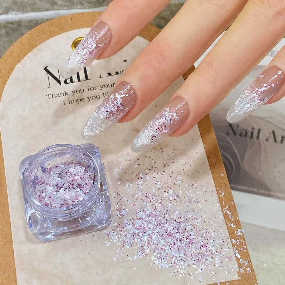 4 tarros X 1,2g fragmentos de lámina brillante brillo de uñas champán oro púrpura lámina brillo lentejuelas acrílicas uñas arte polvo escamas Paillette