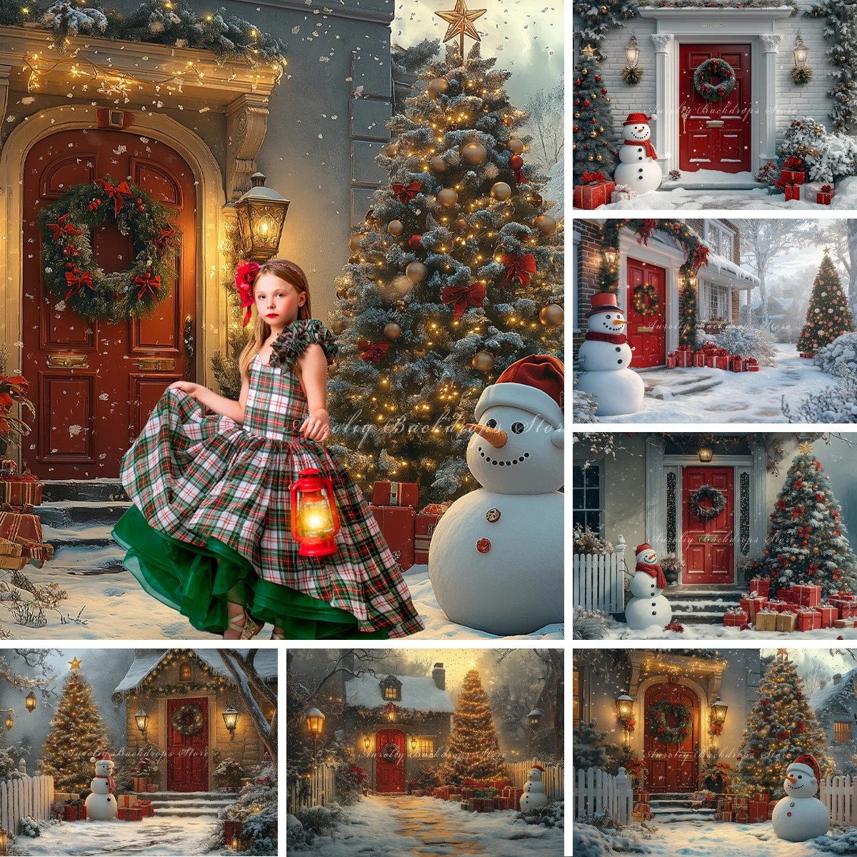 

Snow Vacation Cottage Backgrounds Kids Adult Photography Props Child Baby Decors Studio Photo Christmas Snowman Backdrops