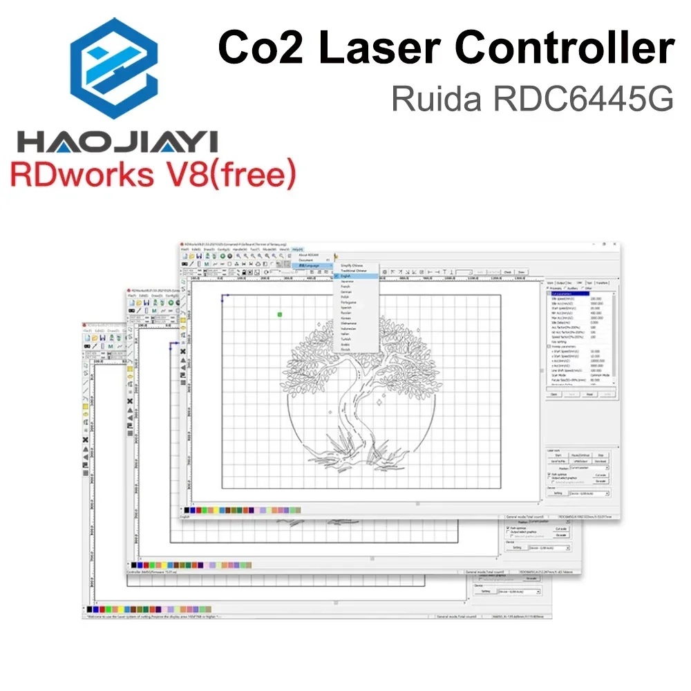 HAOJIAYI Ruida RDC6445 RDC6445G/S Controller for Co2 Laser Engraving and Cutting Machine Upgrade RDC6442 RDC6442G Controller