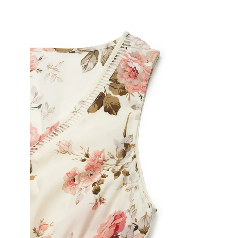 【Decoración de fiesta】Vestido largo de verano para mujer con lazo floral en la parte delantera Vestido veraniego fluido informal Boho Beach