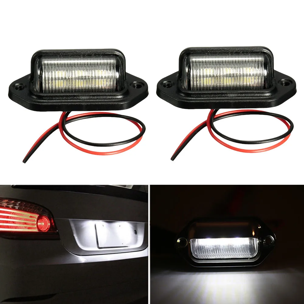 2PCS Car Universal 6LED SMD White License Plate Light Suitable for Box Truck Trailer 12-24V Waterproof Side Lights