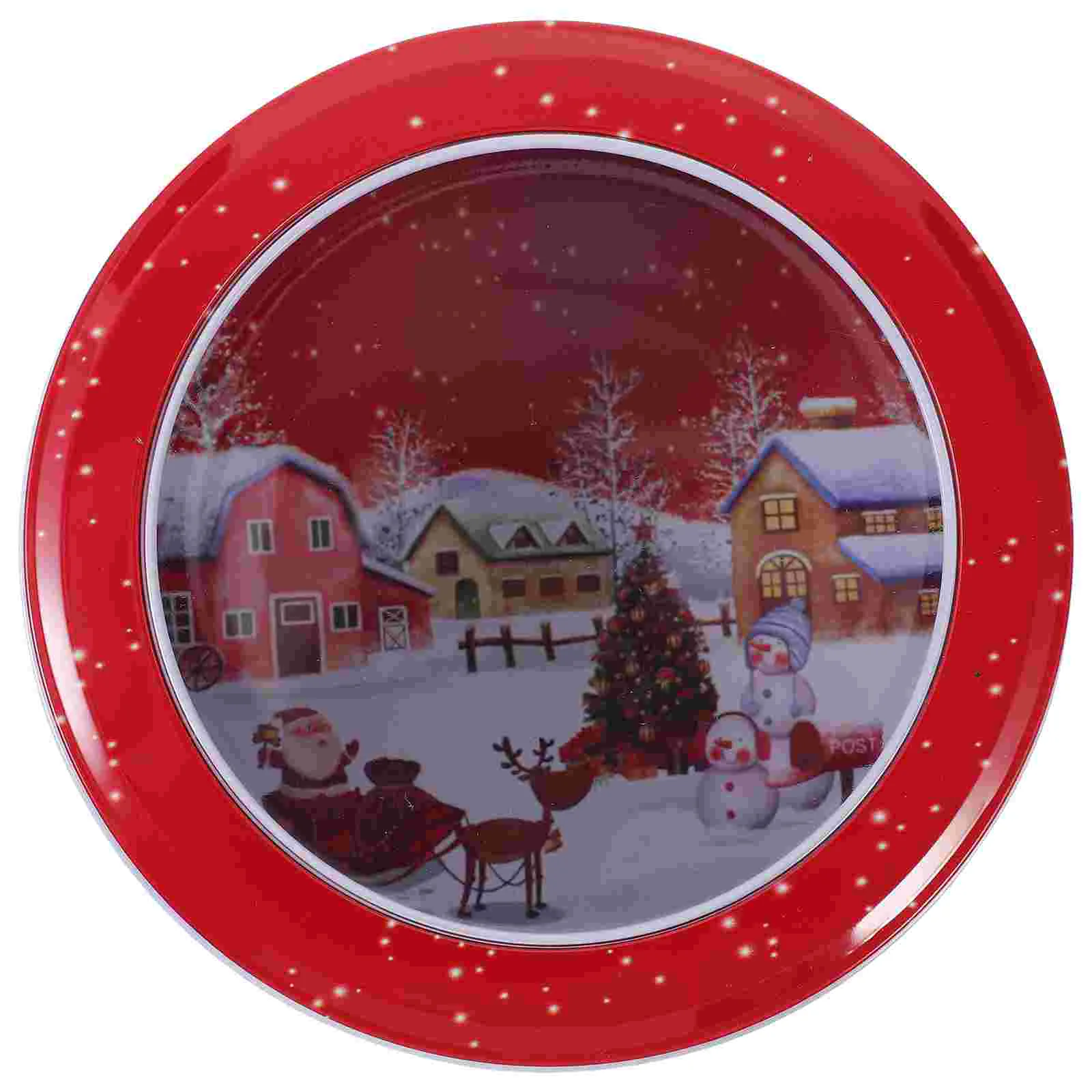 

Christmas Tin Box Simple Storage Case Tinplate Containers Candy Jar Cookie Tins