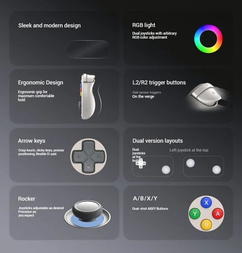 Imagen 2 del producto Consola de Juegos Portátil Android Retroid Pocket 6 RP6, Pantalla AMOLED de 5.5 Pulgadas 1080P 120Hz, 6000mAh, 8GEN2 con Gatillos de Efecto Hall