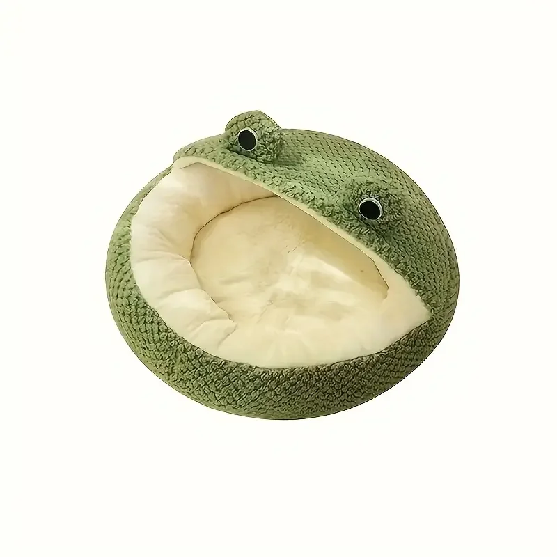 Green Cartoon Frog Type Semi-Enclosed Cat Nest