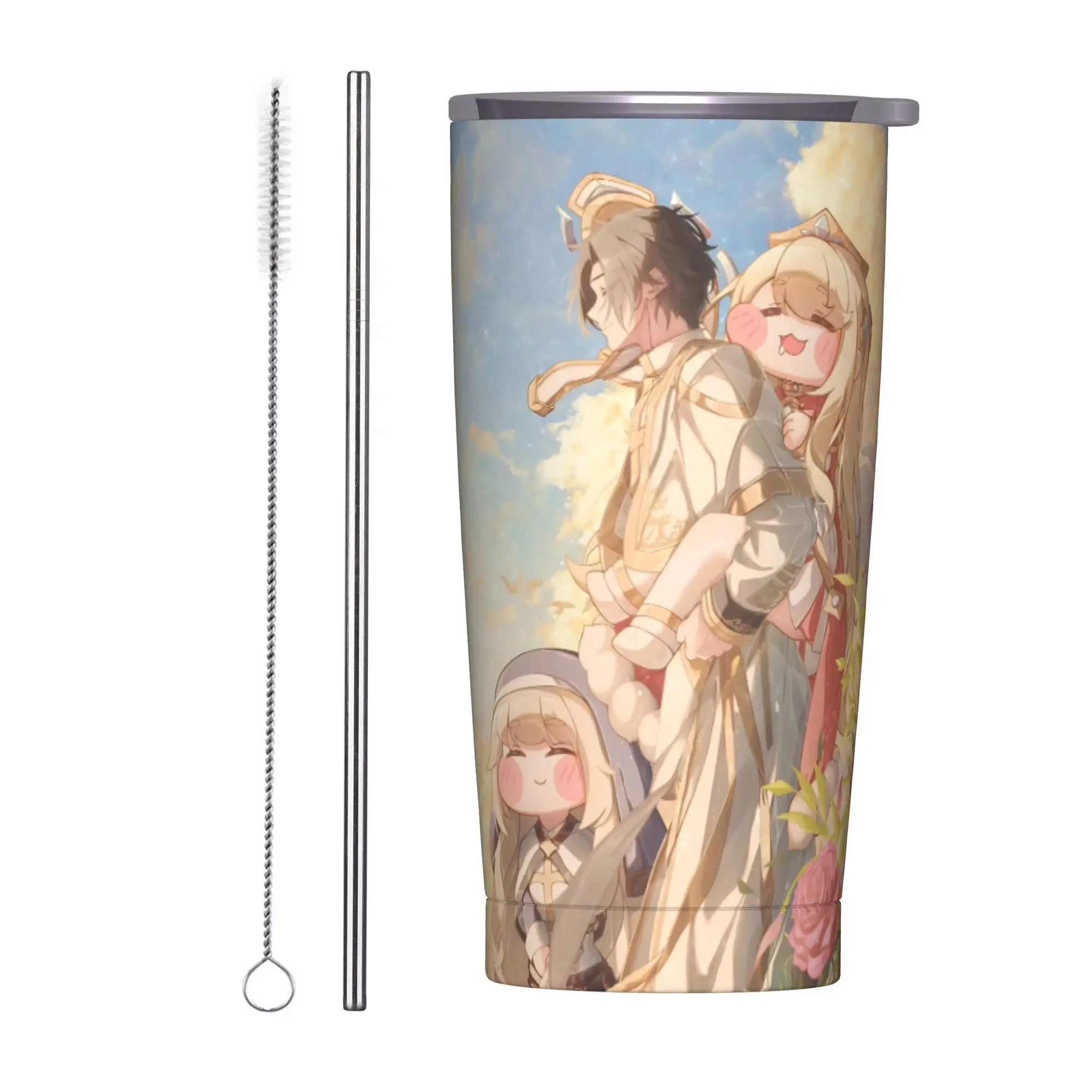 Trickcal C-Chibi Go Games Tumbler Vacuum Insulated  Thermal Cup Vacuum Flask Office Home Mugs Hot Cold Drink 20oz