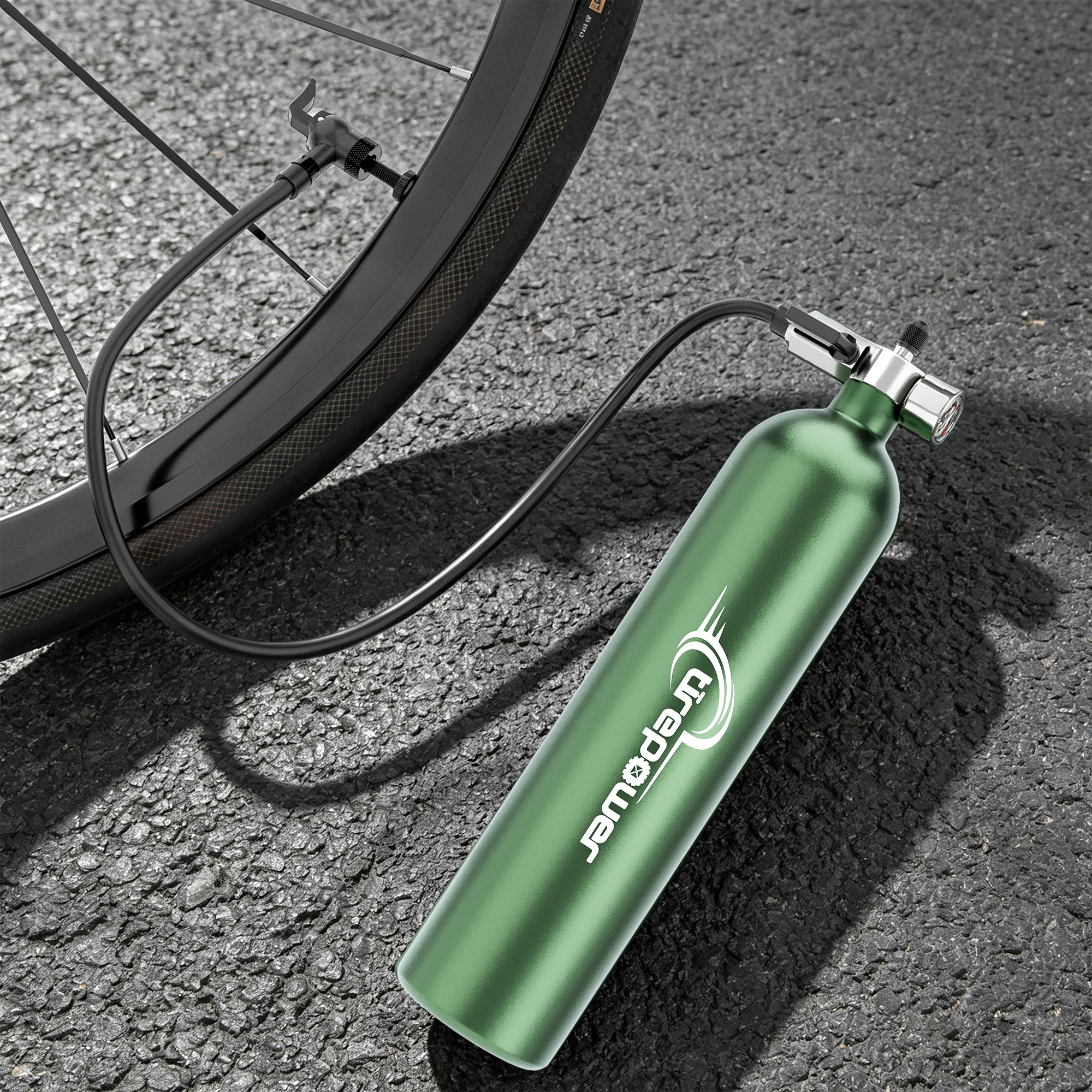 1,3L MTB-Straßenreifenfüller mit Ventil, Gasflasche mit Manometer für schlauchlose Fahrradreifen – Detail 9