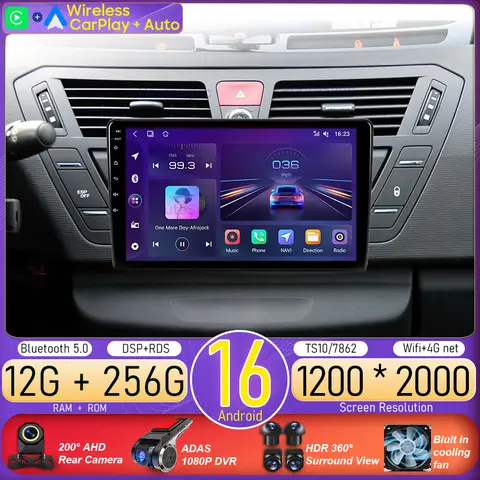 Car Multimedia Stereo Android 16 For Citroen C4 Grand Picasso 2006 - 2013 Car Radio Multimedia Video Player GPS Navigation Stereo CarPlay Auto Wifi BT