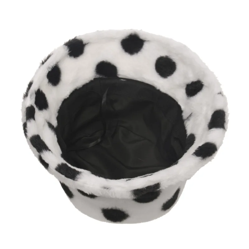 2023 Brand New Winter Color Dot Bucket Hat Unisex Black White Dots Velvet Panama Women Travel Warm Sunshade Basin Caps