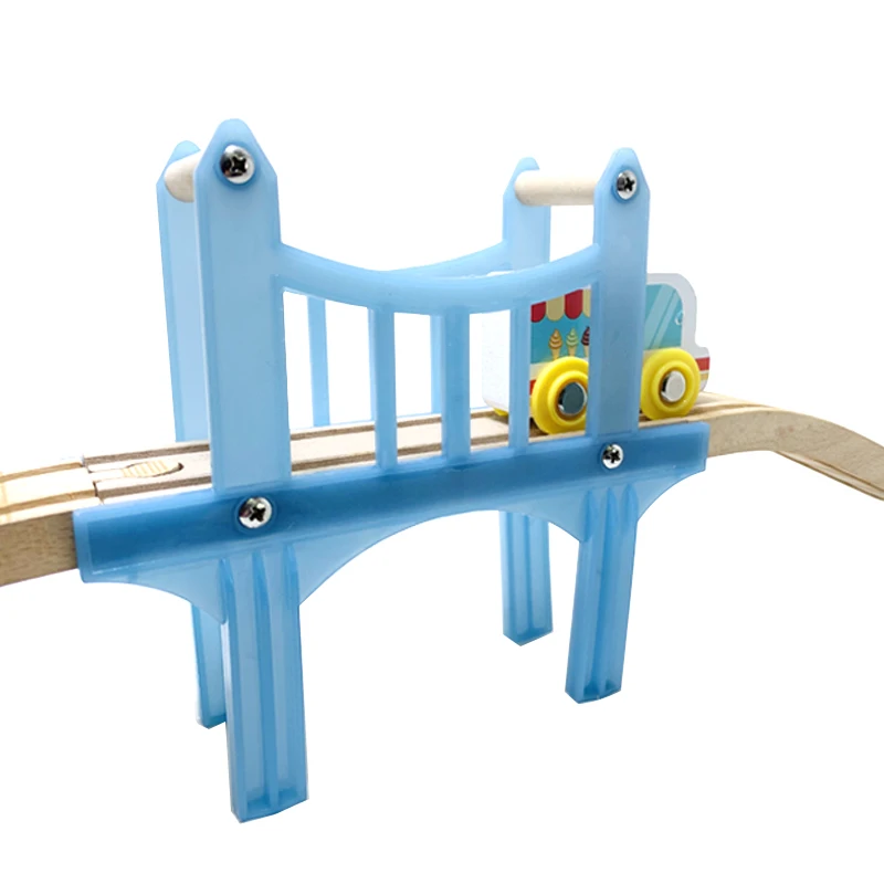 

Free Shipping Track Accessories Blue Bridge Compatible Wooden Electric Train Track Boy Children's Toy Gift