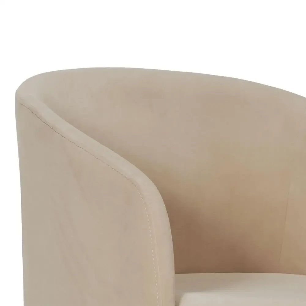 Ergonomic Office Chair Velvet Beige Barrel-Back Armrests Gas-Lift 360° Mobility Beige Office Chair Low-Profile Design Adjustable image 6