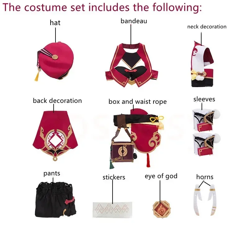 DY20Genshin تأثير Yanfei فستان لعبة البدلة موحدة يان فاي تأثيري حلي شعر مستعار قبعة قرون حقيبة الدعائم حفلة الهالوين حريري الزي u