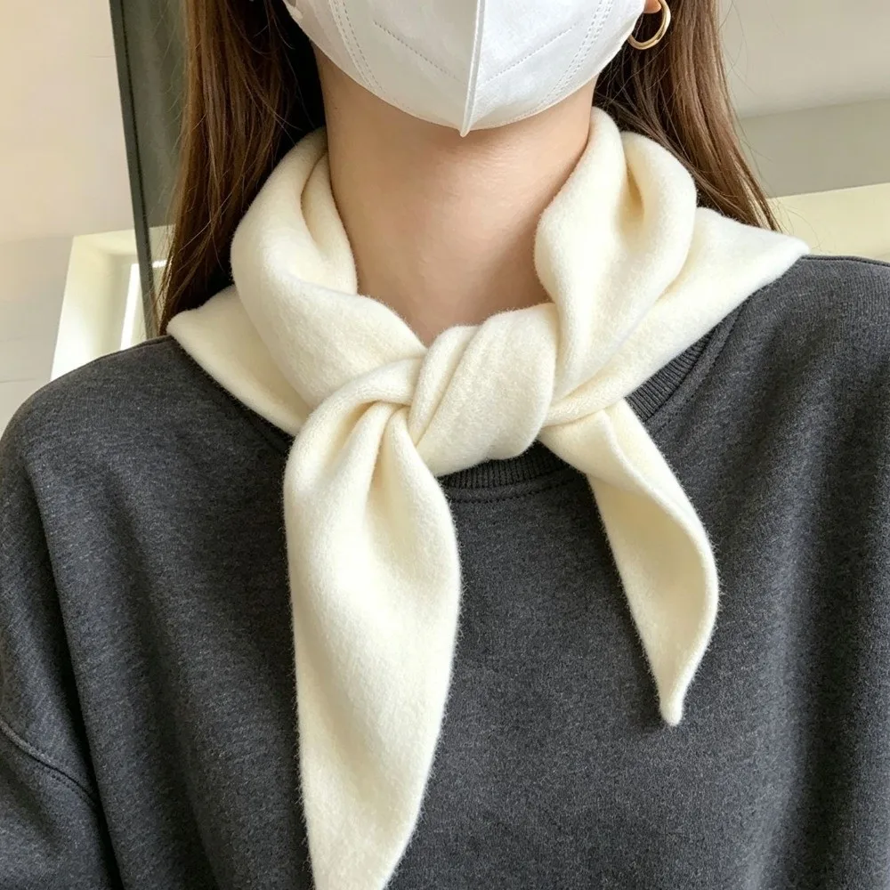 Fashion Solid Color Knitted Triangle Scarf Striped Windproof False Collar Warm Wool Cross Neckerchief Girl