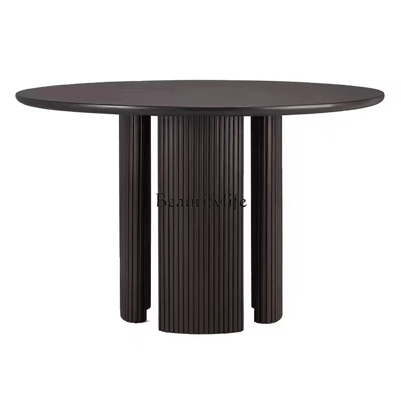 

Z.Light luxury solid wood dining table, simple modern oak round dining table