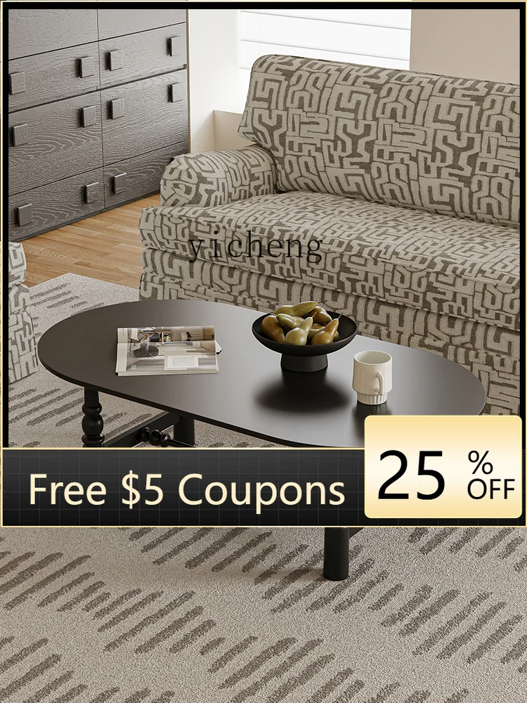 

JJ medieval all-solid wood coffee table American retro tea table oval small table