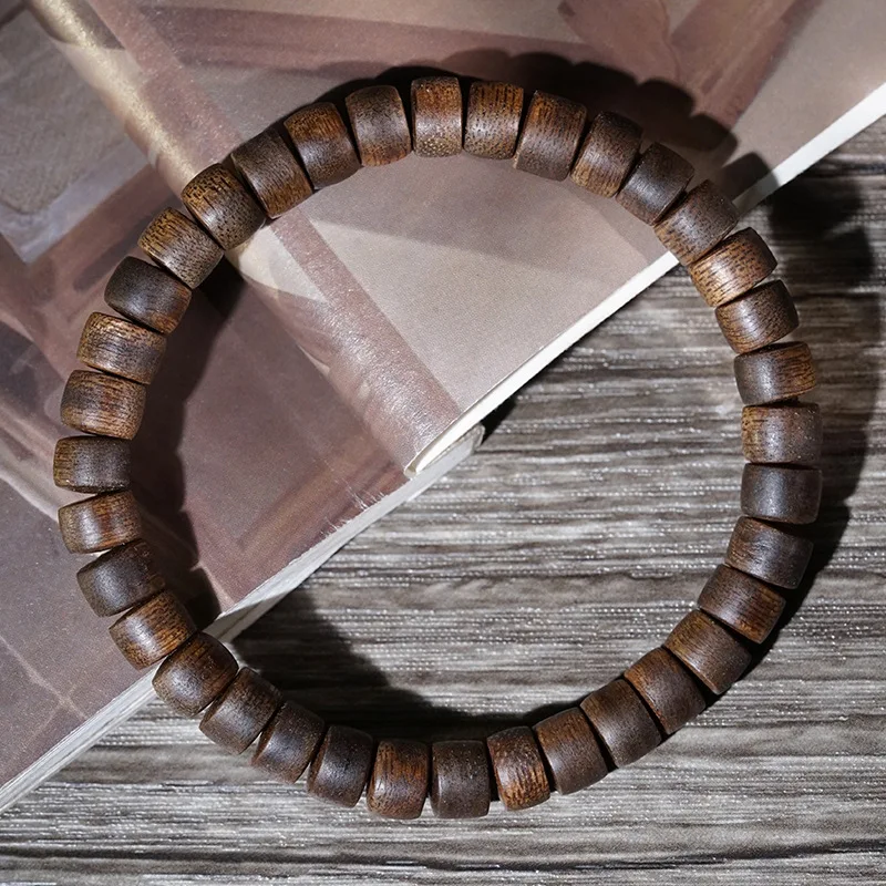 Dala Gan Black Qi Nan Agarwood Tablets, , Fish-Spine , Buddhist Prayer Beads, Cultural Craft Bracelet, Jewelry