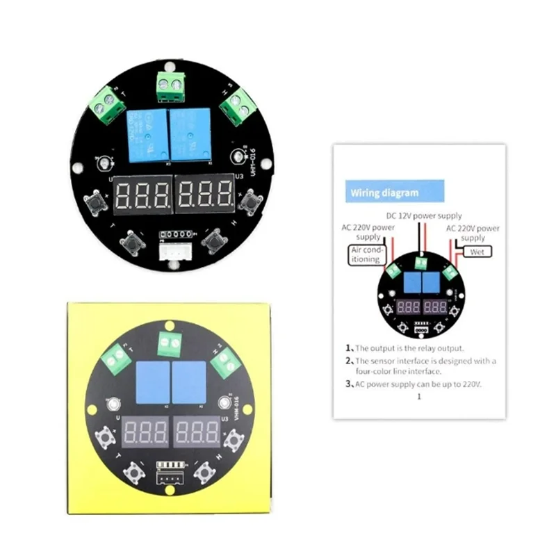 VHM-016 Thermostat Temperature Humidity Control Thermometer Hygrometer Controller Module DC 12V LED Digital Display Dual Output