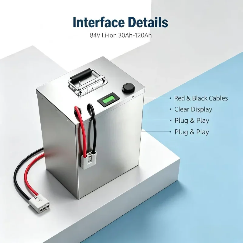 84V Lithium Ion Battery Pack 30Ah-100Ah with Built-in BMS And +10A Charger for 4000W-5000W Inverter Electric Motorcycle Golf Car
