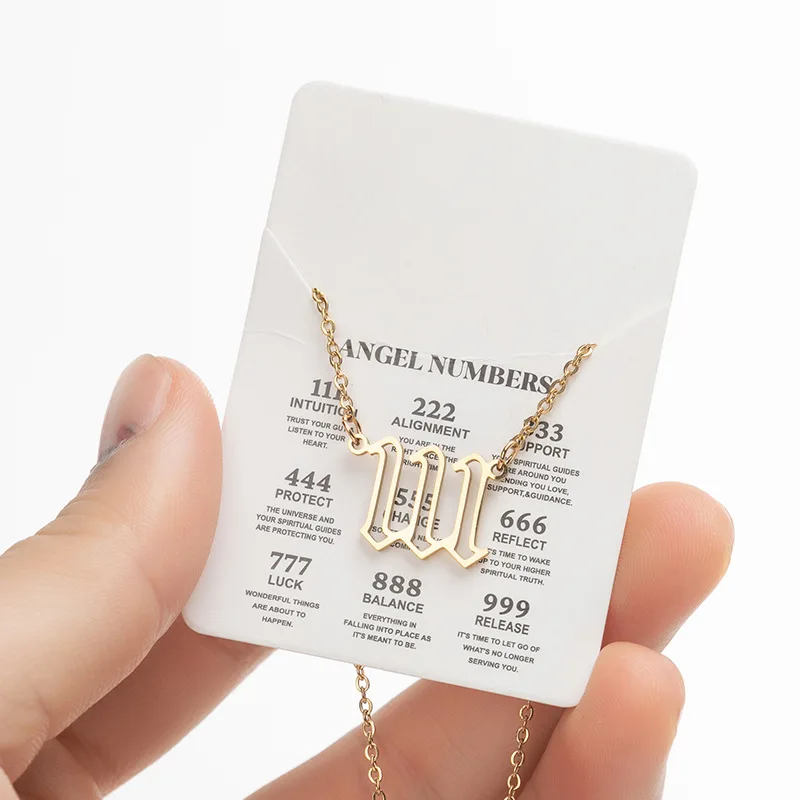 Stainless Steel Hollow Angel Number Lucky Numbers Necklaces 111 222 333 444 555 777 888 999 666 000 Pendant Necklace Jewelry view 6