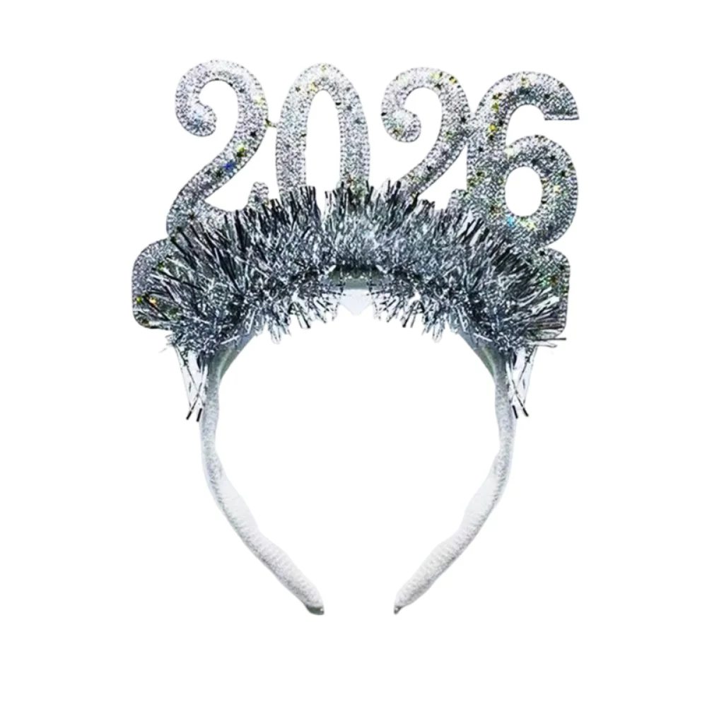 

Sequin 2026 Happy New Year Headband Cute Creative Christmas Headpiece Sweet Headwear New Year Decorative Headdress Cosplay