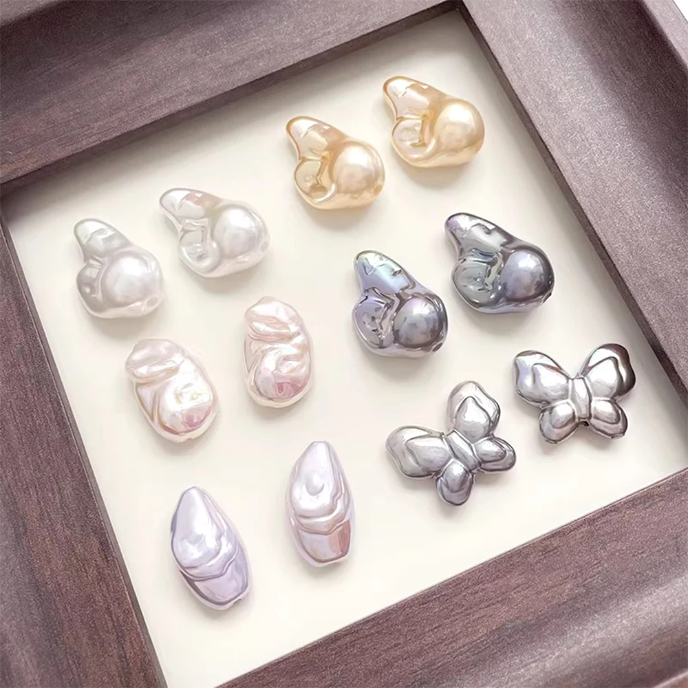 6 Pieces Irregular Shaped Iridescent Through-hole Acrylic Beads DIY Jewelry Making Necklace Bracelet Baroque Accessory Materials