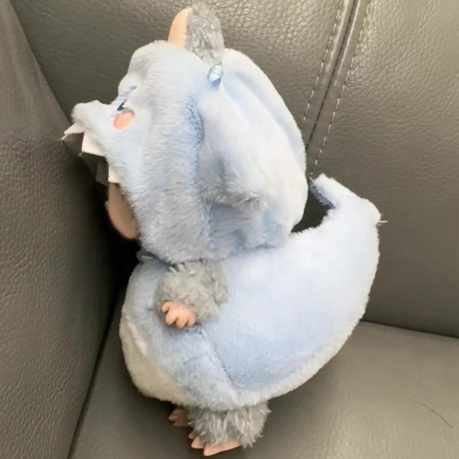 Mini ropa bonita para muñecas de peluche, solo atuendo, accesorios de ropa para muñecas Labubu de 17cm, conjunto de tiburón azul, regalos DIY para niños