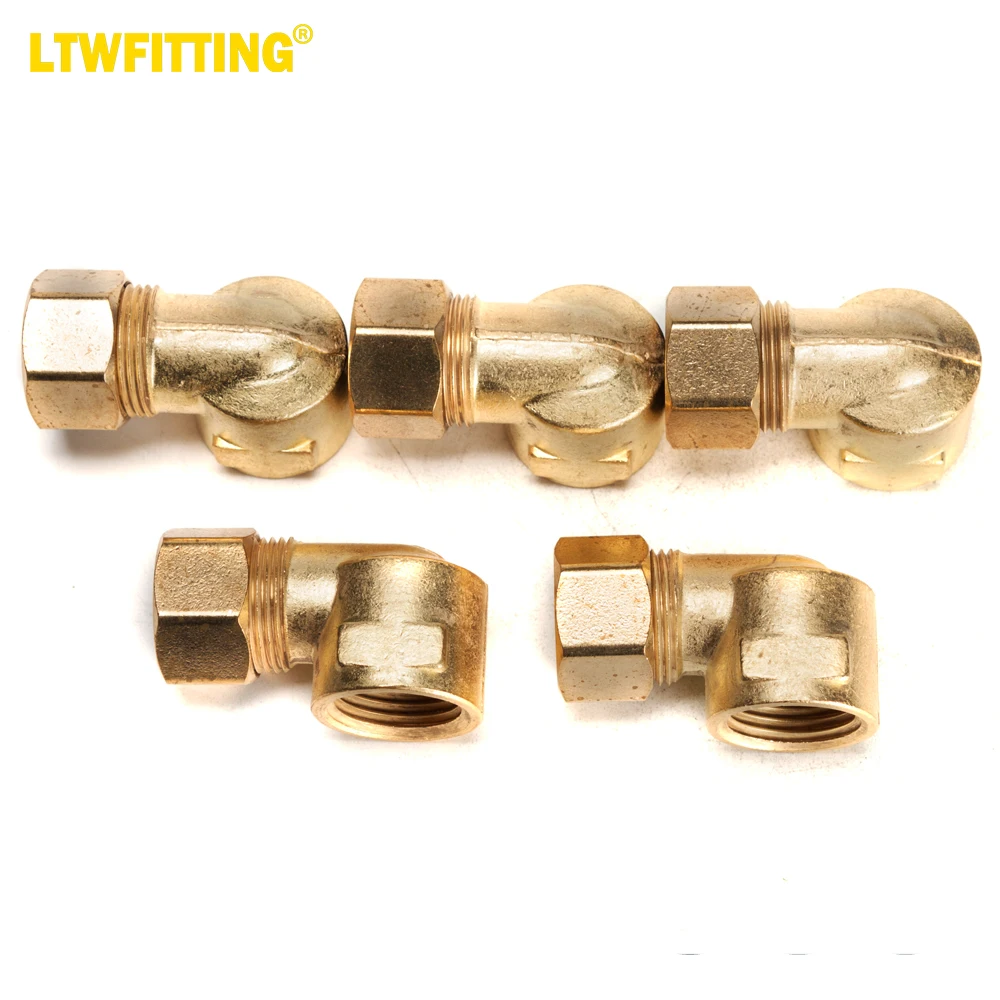 LTWFITTING 5/8-Inch OD x 1/2-Inch Female NPT 90 Degree Compression Elbow,Brass Compression Fitting(Pack of 5)