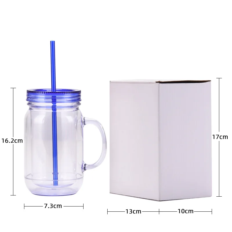 Rooster Plastic Cup with Handle and Straw,Double AS Mason BOTTLE,European and American, Solid Color, Holiday, Birthday Gift,20oz