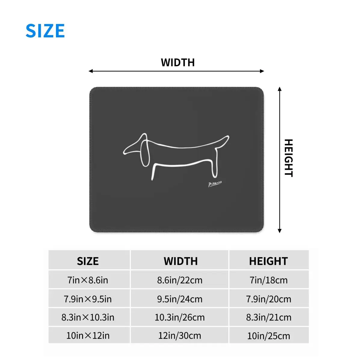 بابلو بيكاسو وايلد وينر الكلب الألماني ماوس الوسادة الكمبيوتر لوحة المفاتيح ماوس حصيرة الألعاب الكمبيوتر حصيرة مكتبية مكتب الجدول الحصير