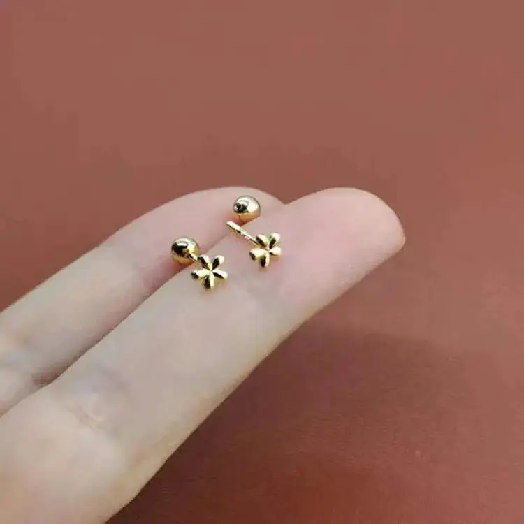 Korean Fashion Stainless Steel Cartilage Lobe Earrings For Women Mini Sweet Flower Stud Earring Tiny Body Piercing Jewelry Gifts