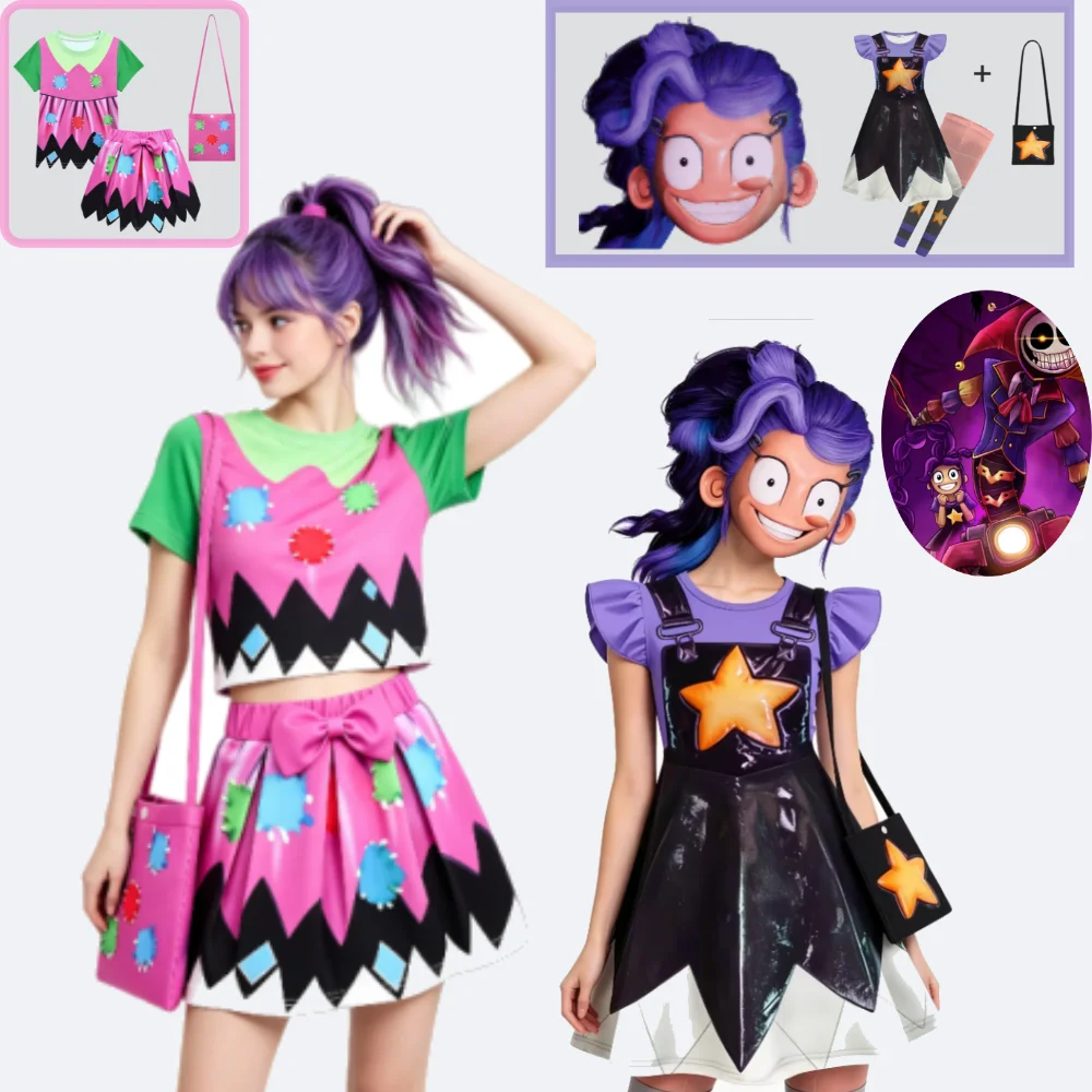 

Horror Game Lily Play Time Lily Cosplay Costume Girls' Short Sleeve Pleated Skirt 3 Piece Children's Day Halloween Performance