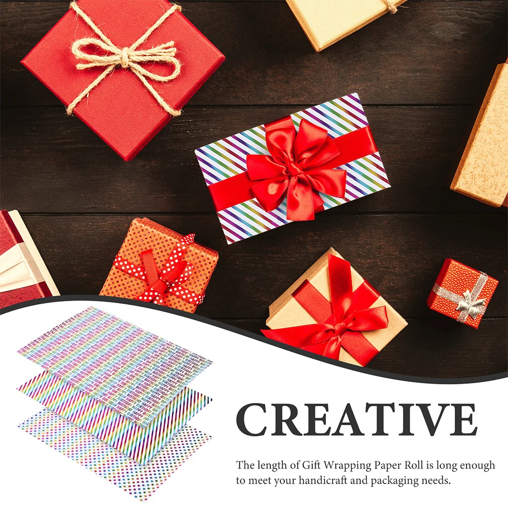 

3 Rolls Gift Wrapping Paper Birthday Packing Party Papers Birthdays for Cute Aesthetic Love