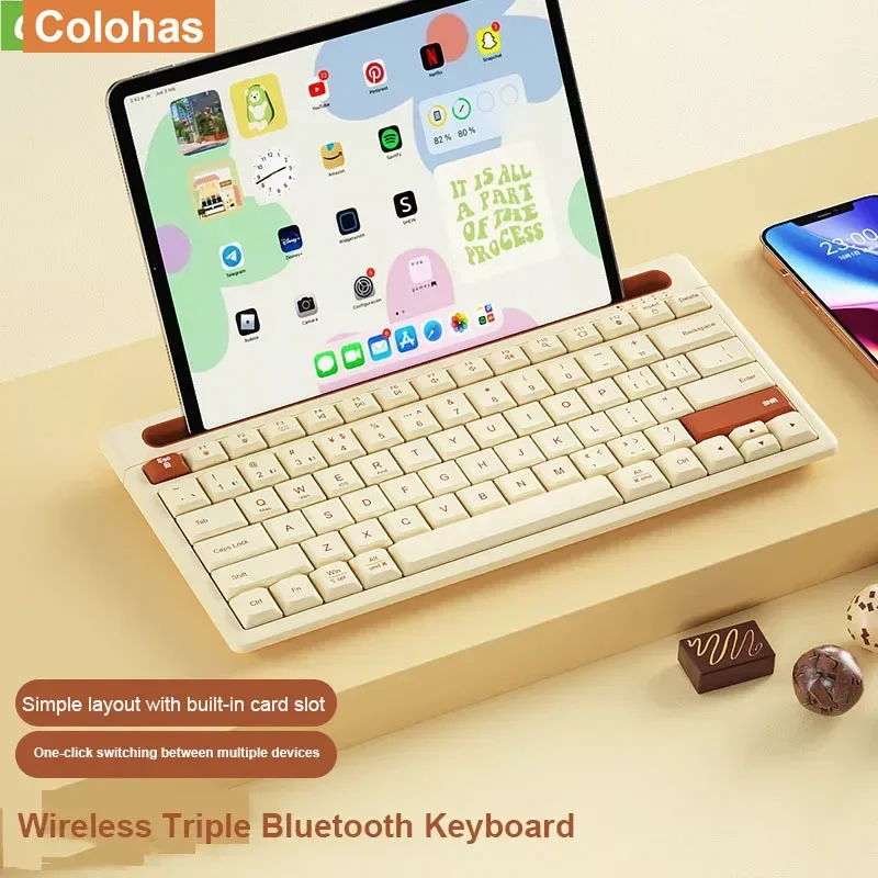 Nuova tastiera Bluetooth Wireless 87 tasti Mini tastiera silenziosa a tre modalità per Notebook IPad Laptop Desktop Tablet Computer