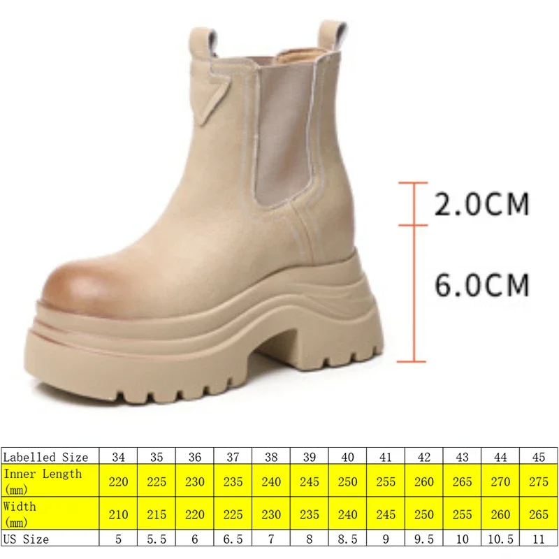 Fujin 8cm Microfiber Synthetic Leather Platform Wedge Round Toe Women Ankle Spring Knee High Elastic Autumn British Boots Shoes