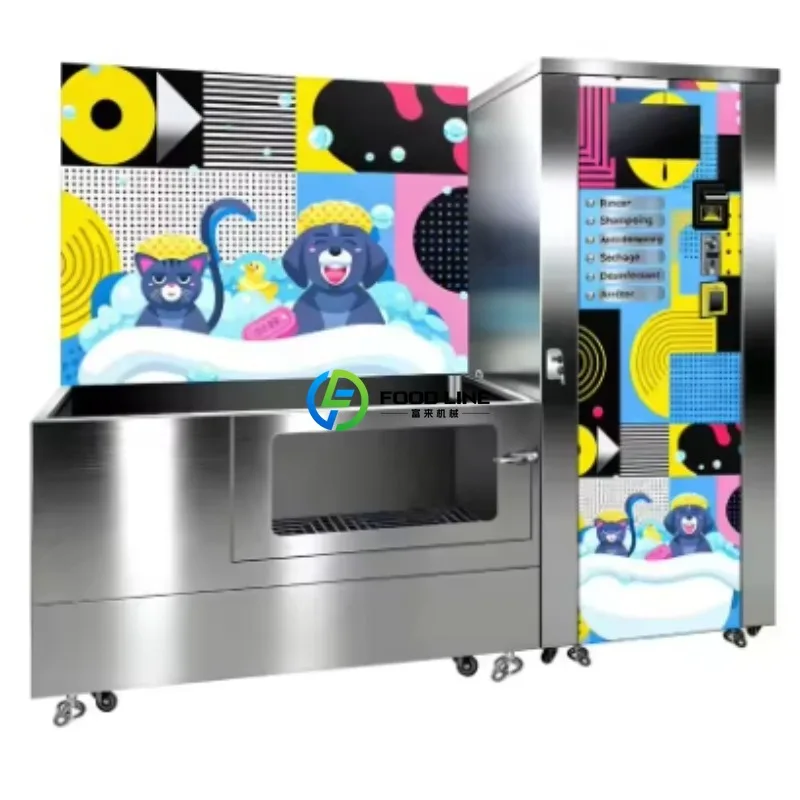 Professional Grade Unattended Dog Cat Washing Machine Coin Card Payment Stainless Steel Pet Grooming Station