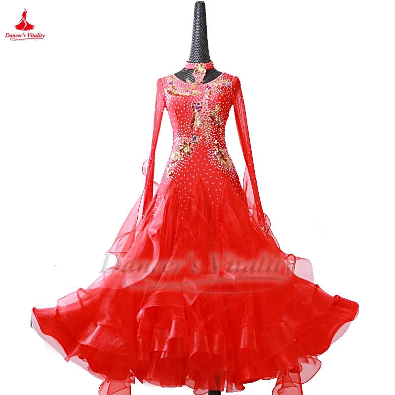 Standard Social Dance High-end AB Stones Dresses Adult Women Waltz Foxtrot Tango Quickstep Competition Clothing Customized Size