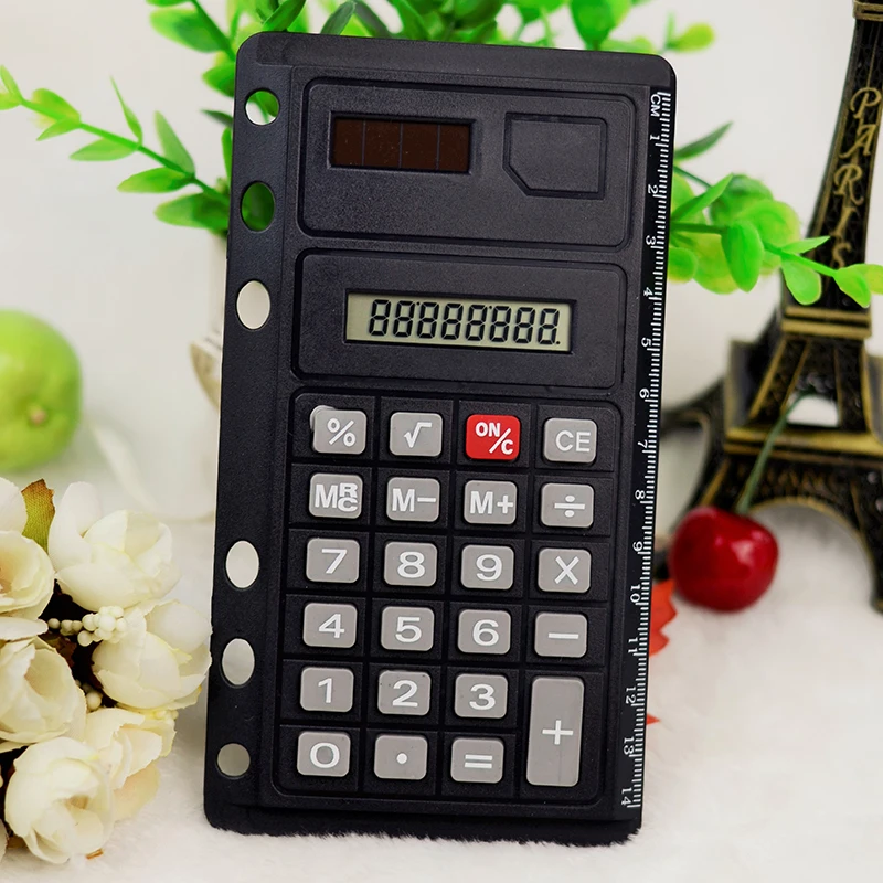 1Pc Calculator With 6-hole Creative Loose Leaf Binder Spiral Calculator With Ruler School Office Supplies