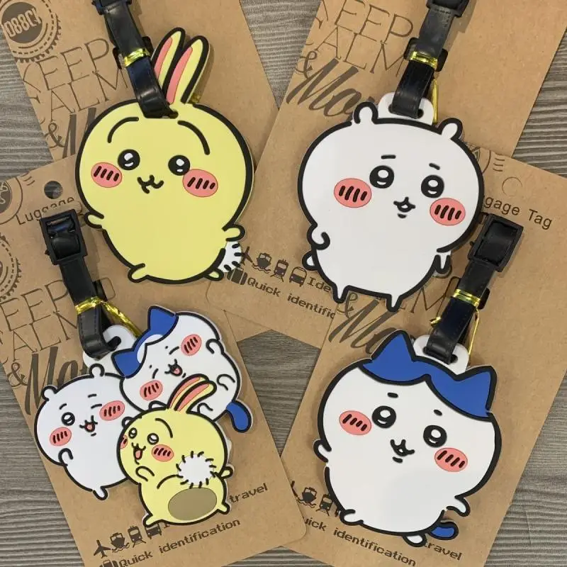 

Chiikawa Kawaii Anime Boarding Baggage Tag Cute Hachiware Usagi Cartoon Fashion Pvc Soft Glue Prevent Loss Sign Gifts for Girls