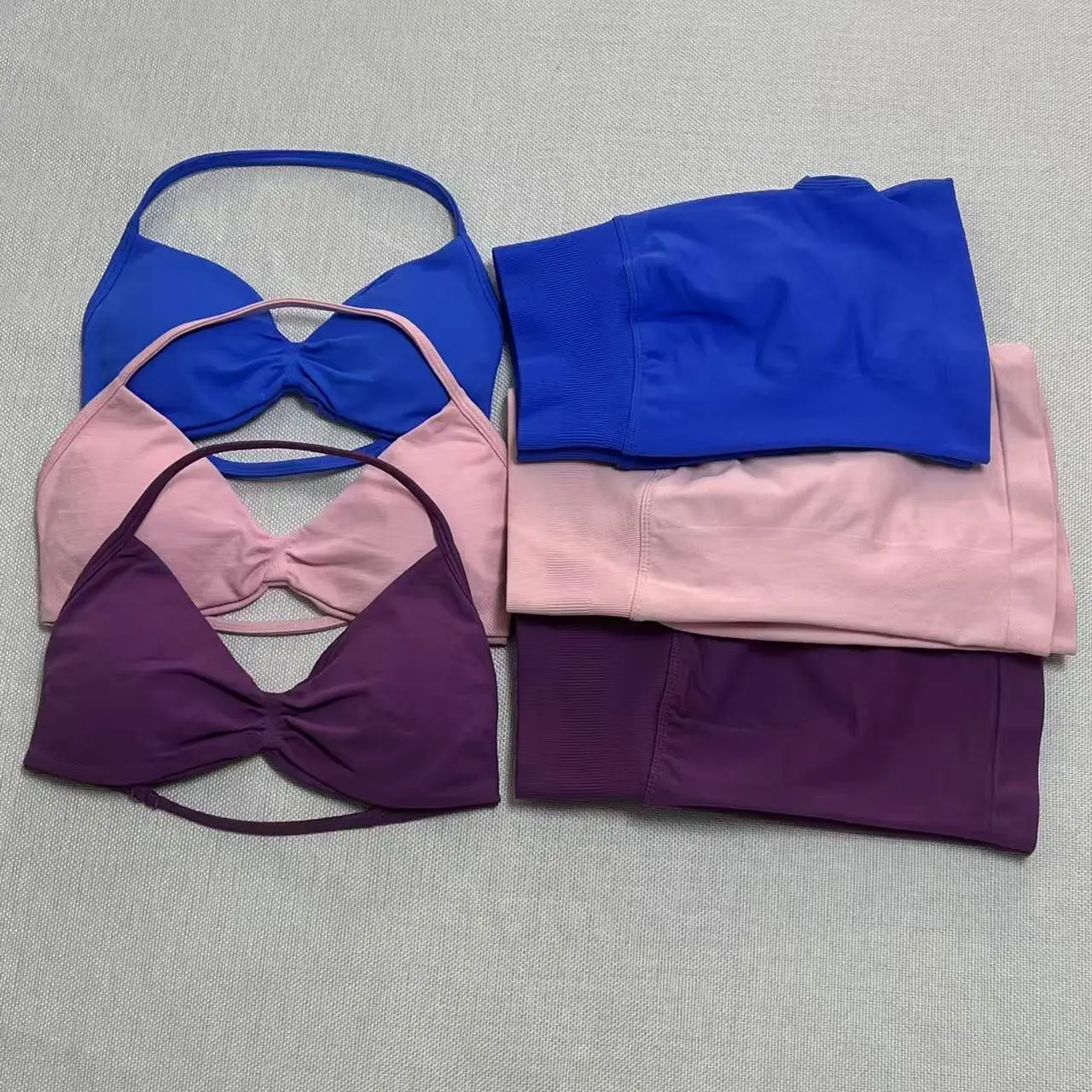 2 Piece Sports Gym Set Strappy Bra Yoga Underwear Short Sport Leggings Bicycle Running Sportswear Woman Seamless Yoga Set