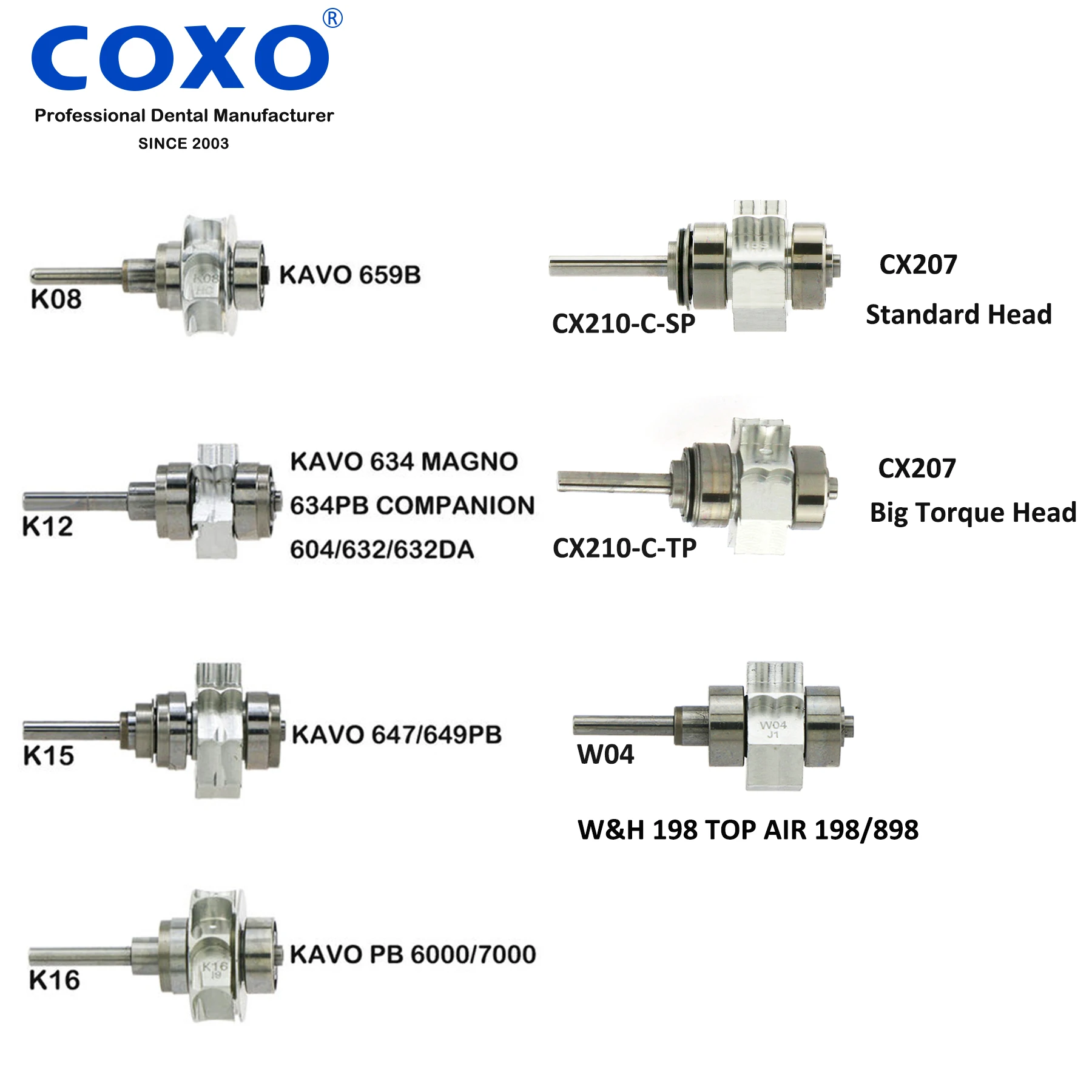 

COXO Dental High Speed Handpiece Turbine Rotor Cartridge Fit KAVO W/H K08 K12 K15 W04 CX210-C-SP CX210-C-TP